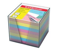 Блок для записей ERICH KRAUSE в подставке прозрачной, куб 9х9х9 см, цветной, 5142