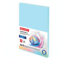 Бумага цветная BRAUBERG, А4, 80 г/м2, 100 л., пастель, голубая, для офисной техники, 112445