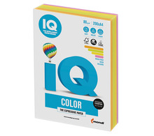Бумага цветная IQ color, А4, 80 г/м2, 200 л., (4 цвета x 50 листов), микс неон, RB04