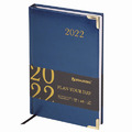 Ежедневник датированный 2022 А5 138x213 мм BRAUBERG "Senator", под кожу, синий, 112782