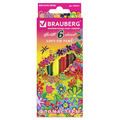 Фломастеры BRAUBERG "Blooming flowers", 6 цветов, вентилируемый колпачок, картонная упаковка с фольгой, 150559