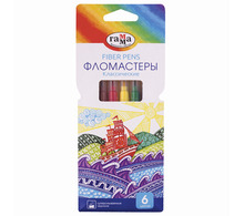 Фломастеры ГАММА "Классические", 6 цветов, вентилируемый колпачок, картонная упаковка, 180319_09