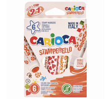 Фломастеры-штампы двусторонние CARIOCA (Италия) "Stamperello", 6 цветов, смываемые, 42279