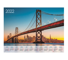 Календарь настенный листовой, 2022 г., формат А1 90х60 см, "Вечерний мост", HATBER, Кл1_25, Кл1_25831