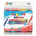 Карандаши двусторонние CARIOCA "Bi-color", 24 штуки, 48 цветов, трехранные, заточенные, 43031