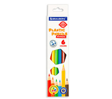Карандаши цветные пластиковые BRAUBERG PREMIUM, 6 цветов, шестигранные, грифель мягкий 3 мм, 181665