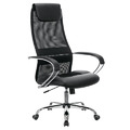 Кресло офисное BRABIX PREMIUM "Stalker EX-608 CH", хром, ткань-сетка/кожзам, черное, 532091