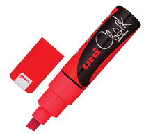 Маркер меловой UNI "Chalk", 8 мм, КРАСНЫЙ, влагостираемый, для гладких поверхностей, PWE-8K RED