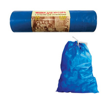 Мешки для мусора 100 л, завязки, синие, в рулоне 10 шт., ПВД, 40 мкм, 84х67 см, КОНЦЕПЦИЯ БЫТА VITALUX, 510