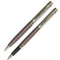 Набор PIERRE CARDIN (Пьер Карден) шариковая ручка и ручка-роллер, корпус коричневый, латунь, PC0824BP/RP, синий