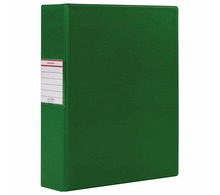 Папка на 2 кольцах BRAUBERG, картон/ПВХ, 75 мм, зеленая, до 500 листов (удвоенный срок службы), 228391