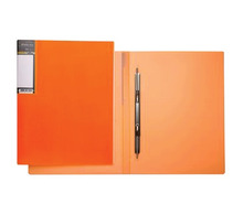 Папка с металлическим пружинным скоросшивателем HATBER HD, пластик, "Неоново-оранжевая", до 100 листов, 0,7 мм, AH4_02035, V160404