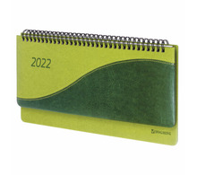 Планинг датированный 2022 305х140 мм BRAUBERG "Bond", под кожу, зеленый/салатовый, 112713