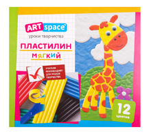 Пластилин ArtSpace, 12 цветов, 144гр, со стеком, картон