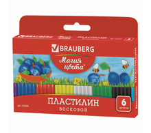 Пластилин восковой BRAUBERG, 6 цветов, 90 г, со стеком, европодвес, 103306
