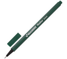 Ручка капиллярная (линер) BRAUBERG "Aero", ТЕМНО-ЗЕЛЕНАЯ, трехгранная, металлический наконечник, линия письма 0,4 мм, 142251