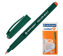 Ручка-роллер CENTROPEN, КРАСНАЯ, трехгранная, корпус зеленый, узел 0,5 мм, линия письма 0,3 мм, 4615, 3 4615 0104