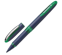 Ручка-роллер SCHNEIDER "One Business", ЗЕЛЕНАЯ, корпус темно-синий, узел 0,8 мм, линия письма 0,6 мм, 183004