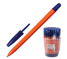 Ручка шариковая СТАММ "111", СИНЯЯ, корпус оранжевый, узел 1,2 мм, линия письма 1 мм, РС11
