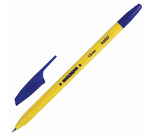 Ручка шариковая ЮНЛАНДИЯ "CLASSIC", СИНЯЯ, корпус желтый, узел 0,7 мм, линия письма 0,35 мм, 143237