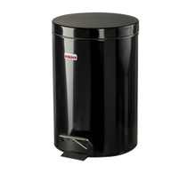 Ведро-контейнер для мусора (урна) с педалью ЛАЙМА "Classic", 12 л, черное, глянцевое, металл, со съемным внутренним ведром, 602850