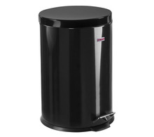 Ведро-контейнер для мусора (урна) с педалью ЛАЙМА "Classic", 20 л, черное, глянцевое, металл, со съемным внутренним ведром, 604945